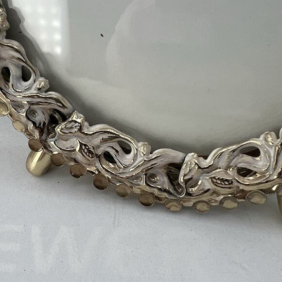 Set 3 Vtg Ornate Gold White Brass Photo Frames Footed 5x7 Filigree Hollywood MCM - Picture 4 of 8